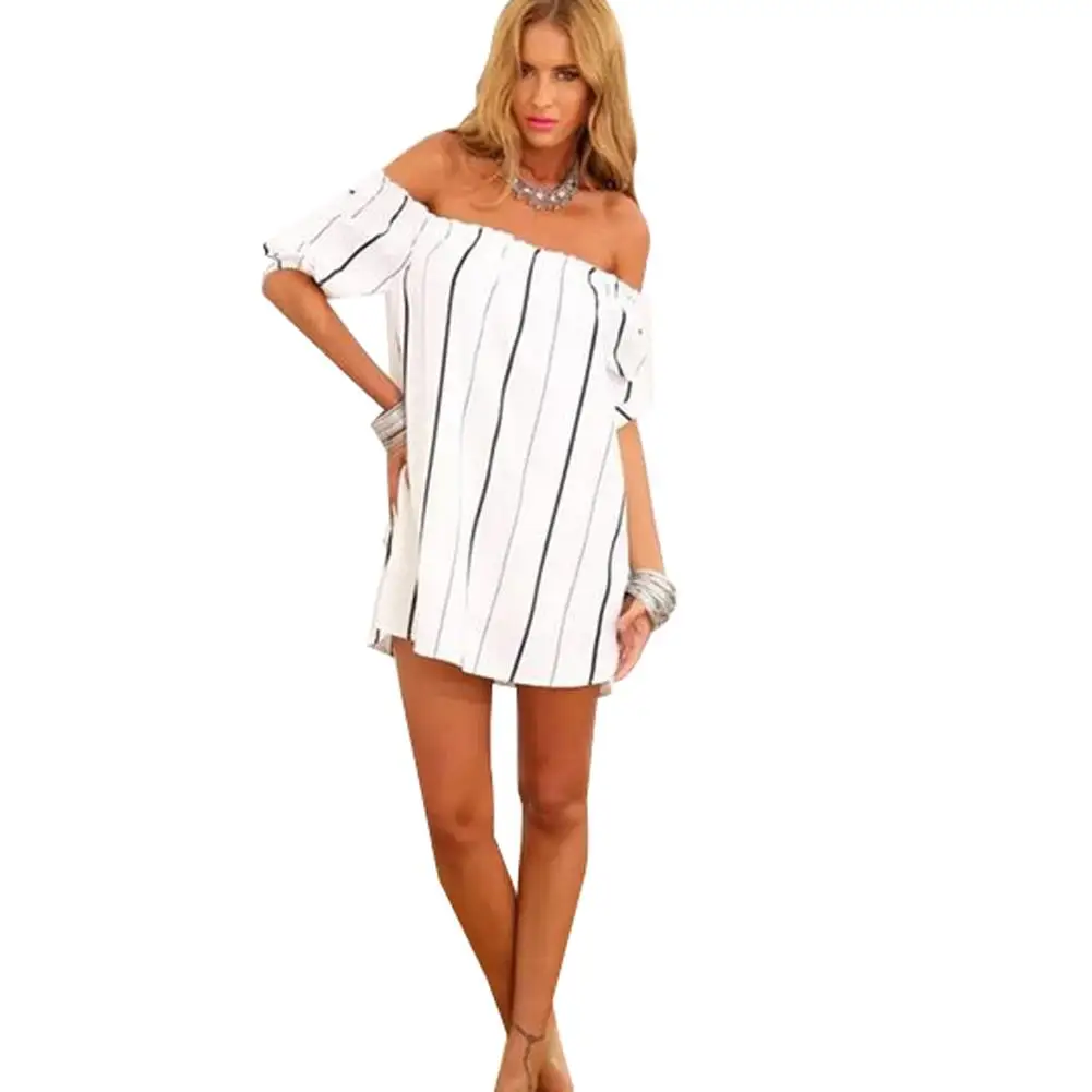 Fashion font b Sexy b font Off The Shoulder Striped font b Women b font font