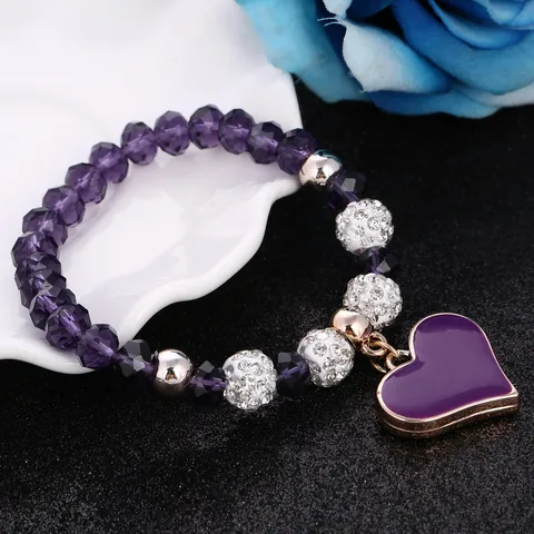 Fashion Geometric Beaded Women Heart Bracelets Simple Stone Bead Charm Bracelets & Bangles For Women Jewelry Gift