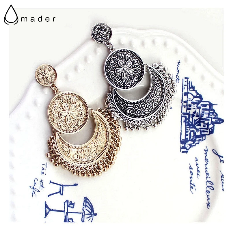 

Amader 2017 New Silver Golden Vintage Drop Dangle Bohemia Earrings Fashion Jewelry Ethnic Long Earrings For Women Brinco AE078
