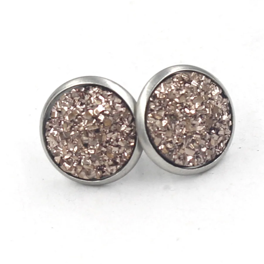 Wholesale 12 Pair Lot Mini Iridescent Glitter Druzy Drusy Stud Earrings