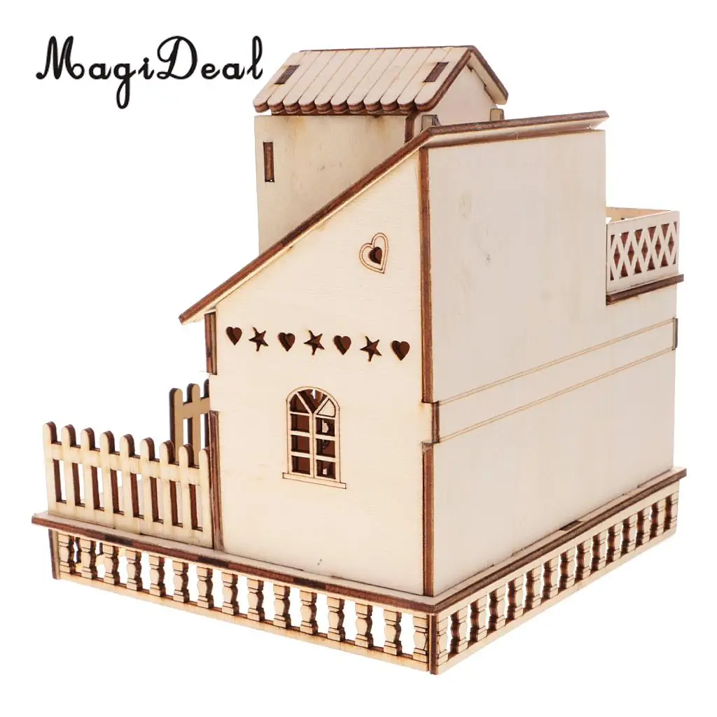 MagiDeal Wooden 3D China House Villa Model Construction with LED Lights Home Decor for Friends Lover Family Kids Birthday Gift