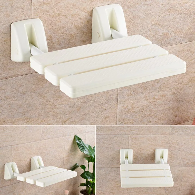 

Folding Wall Shower Seat Wall Mounted Relax Shower Chair Solid Seat Spa Bench Bathroom Supplies MJJ88