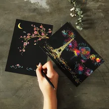 Открытка Город ночная сцена скребковая живопись маленький красочный скретч картина набор детский подарок