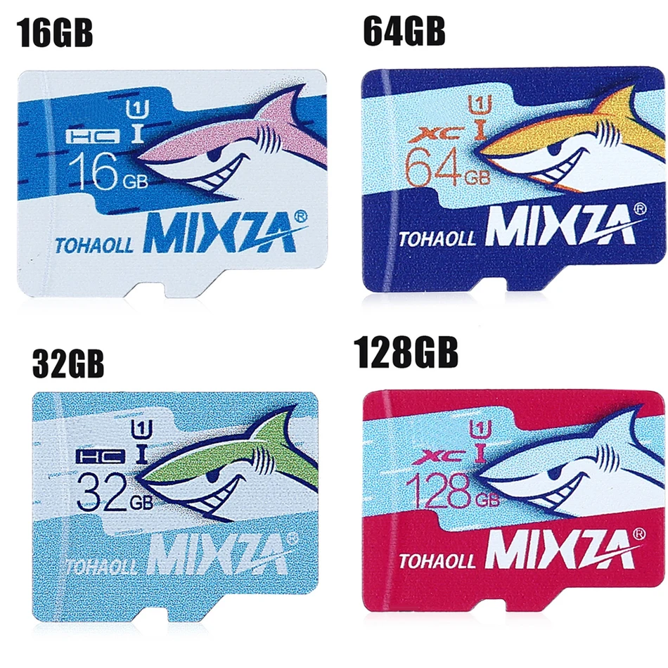 MIXZA Акула Карты Памяти Micro SD 128 ГБ 64 ГБ 32 ГБ 16 ГБ 8 ГБ 80 МБ/с. TF/MicroSD Карта SDHC/SDXC TF Карты Памяти для Смартфонов