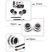 Чёрный; коричневый 2 шт. Водонепроницаемый глаз гелевая подводка Подводка для глаз наборы косметических кистей H9