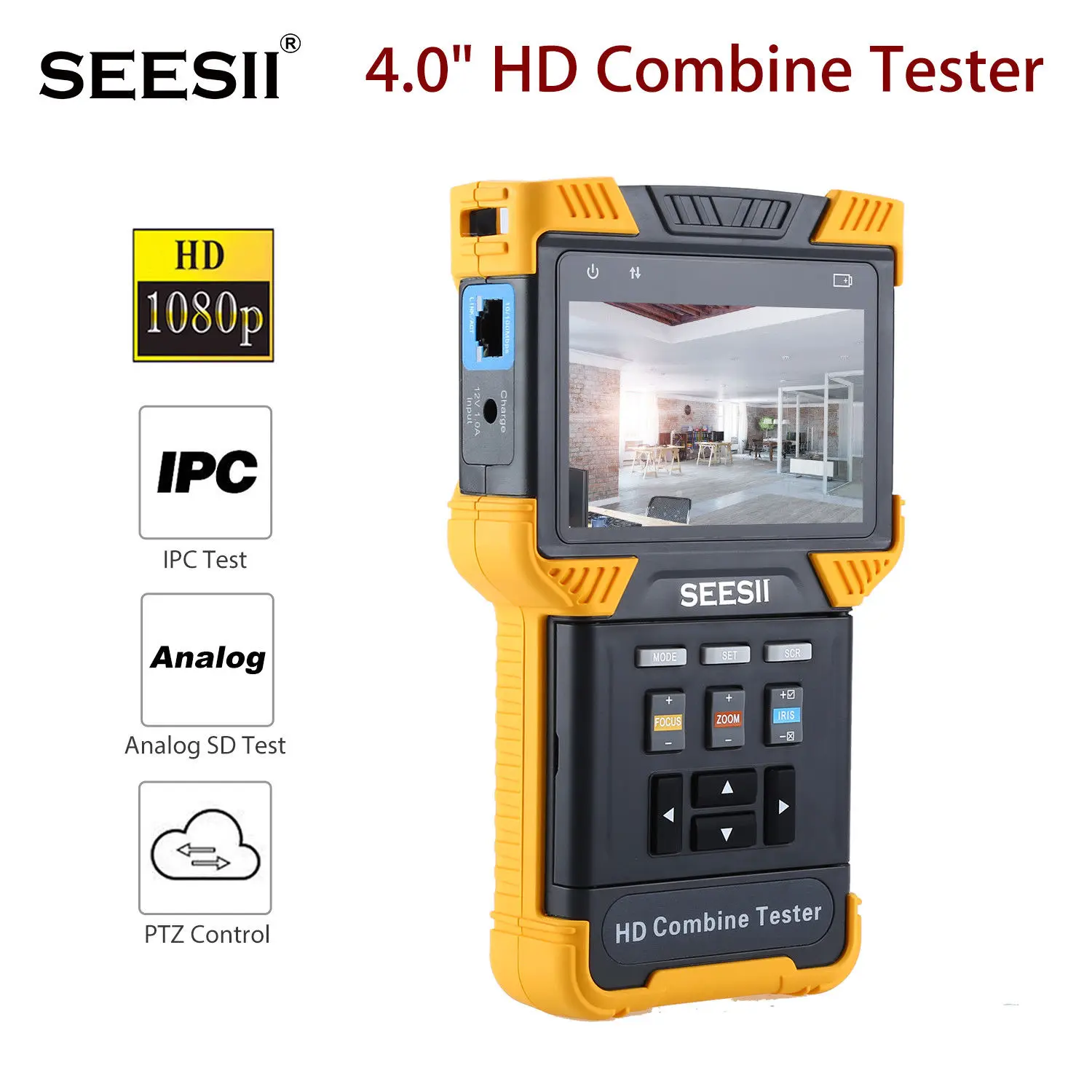 

SEESII DT-T60 4.0" HD 1080P 800X480 Combine Tester LED IPC CCTV IP Analog Camera Test ONVIF PTZ Control Handheld 8GB