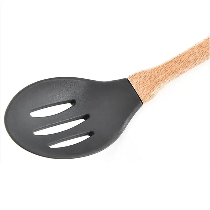 Waasoscon 8 unids/set herramientas de la cocina utensilios de cocina de madera de la manija de silicona no-stick cocina cuchara pala Tong conjunto de utensilios de cocina