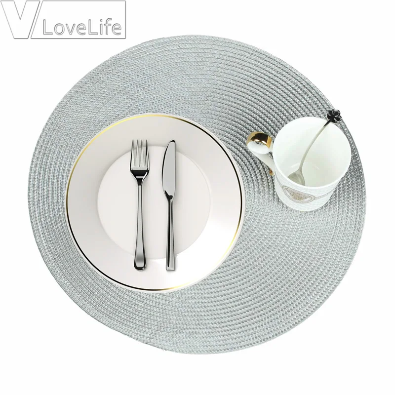 Table Round Placemat Weave PP Dining Napkin Mats Bowl Pad Hotel Cutlery Table Decoration Tray Mat Braided Style Placemat