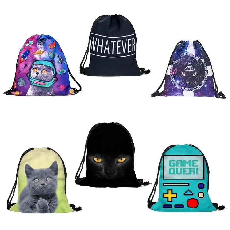 Fashion Unisex Prints Drawstring Rope Backpack Bag for Daily Travel Use High Quality Ployester NoEnName Null