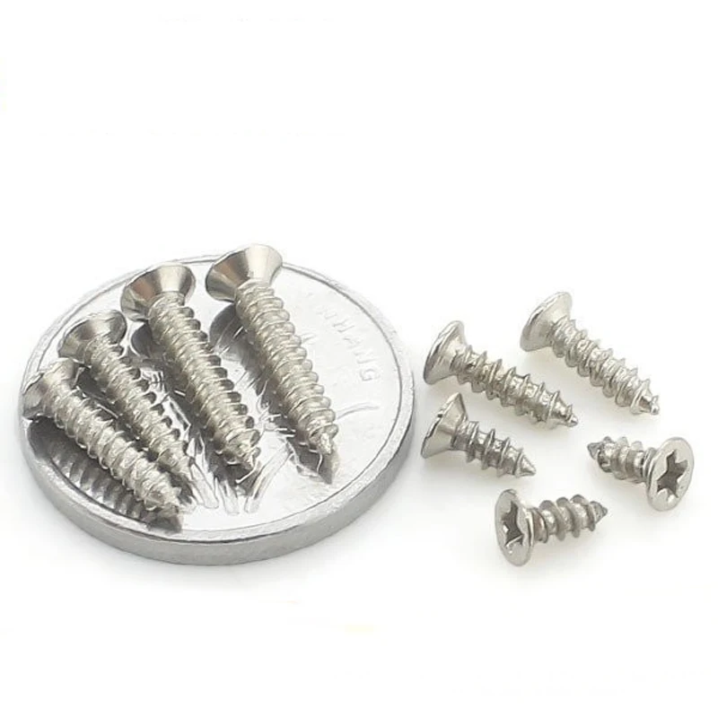 

200PCS-M1.7*4/5/6/8/10 Countersunk Head Self - Tapping Small Screws /Nickel Plated Flat Head Self - Tapping Electronic Screws