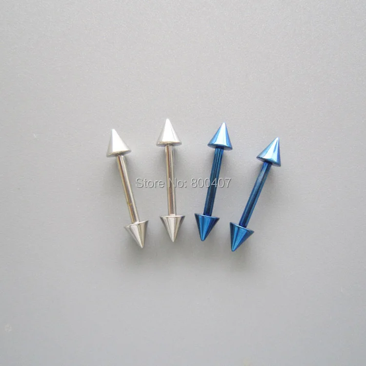 

12G SS 316L Steel Colbalt Blue Straight Barbell Cones Body Piercing Jewelry 4 Pack BJ-1-040