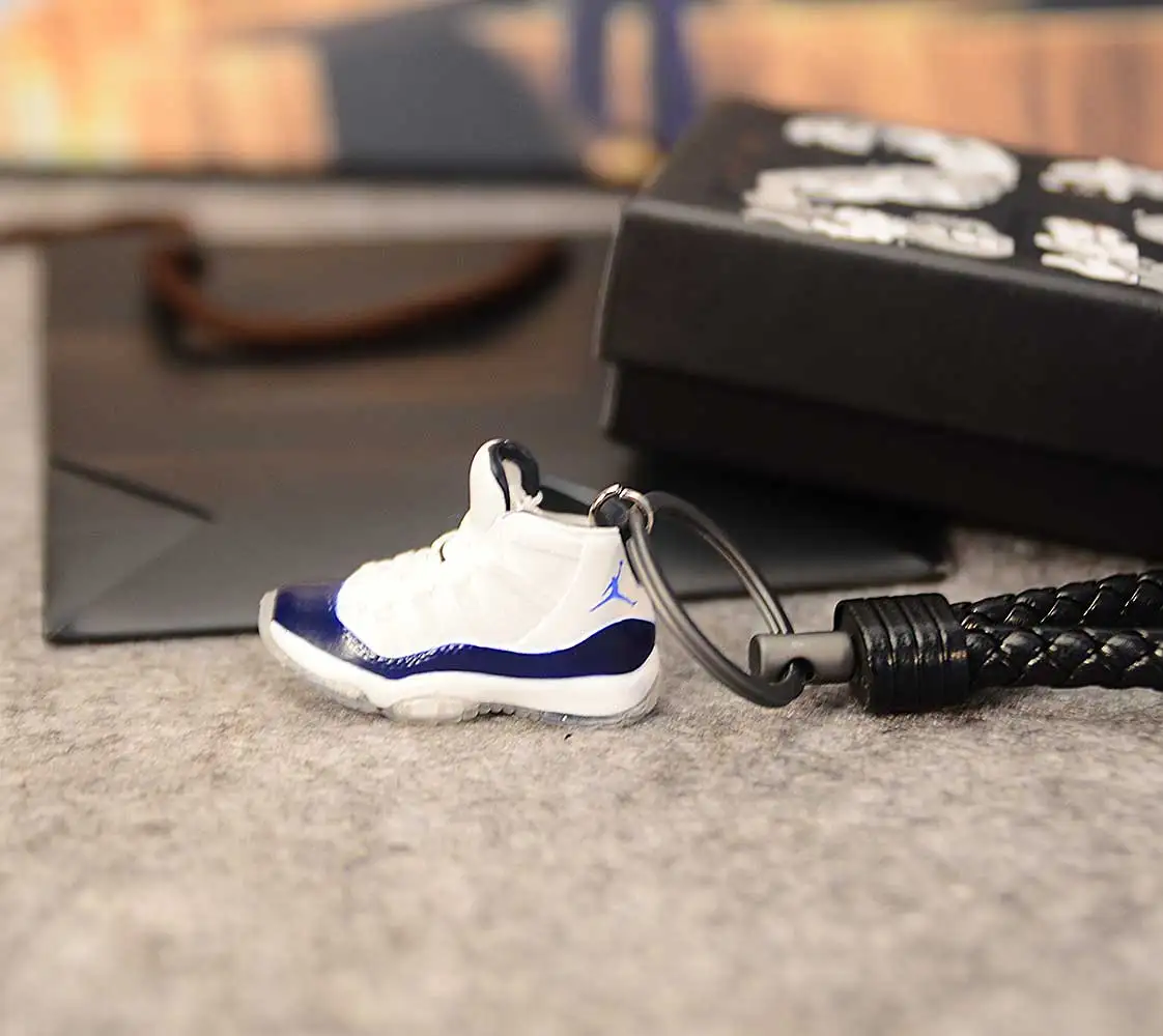 Air Jordan 11 Concord брелок в виде кроссовка подвеска 3d мини брелок стерео баскетбольная модель обуви АВТОМОБИЛЬ пара кукла аксессуары