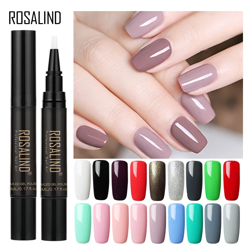 

ROSALIND 5ML UV LED Gel Polish Nails Art Pen Nail Polish Soak-off Multiple Colour Gels Painting Gel Varnishes Manicure Top Base