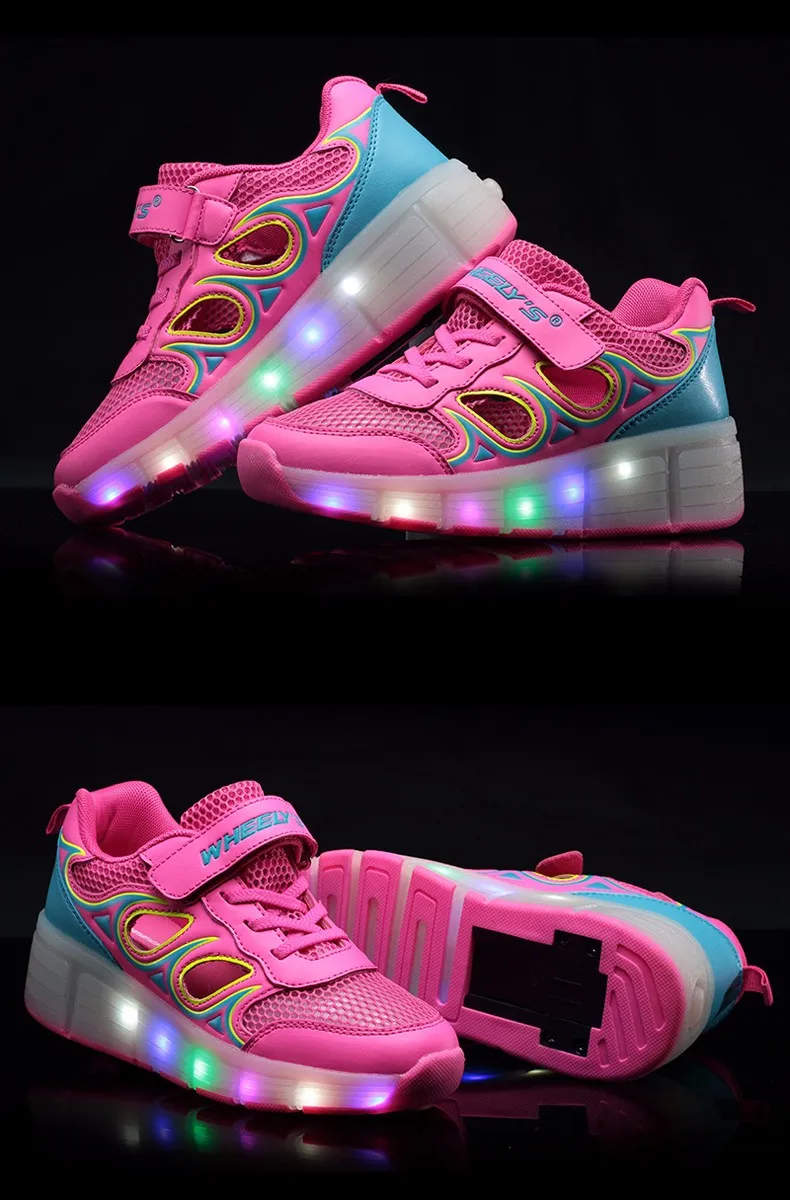 High Quality Cheap Boys Glowing Sneakers With Wheels Kids Light Up Shoes Girls Roller Skates tenis de rodinha tenis led3