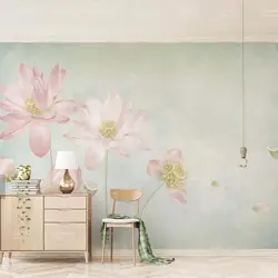 3D цветок водяной лилии настенная бумага для гостиной Искусство Настенная картина маслом фото настенная Бумага Большой размер на заказ