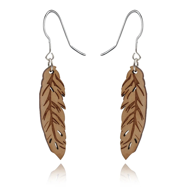 

1Pair Indian Jewellery Natural Wooden Earrings For Women Men Jewelry Handmade Eco-Friendly Wood Leaf Earring Ear Drop E13
