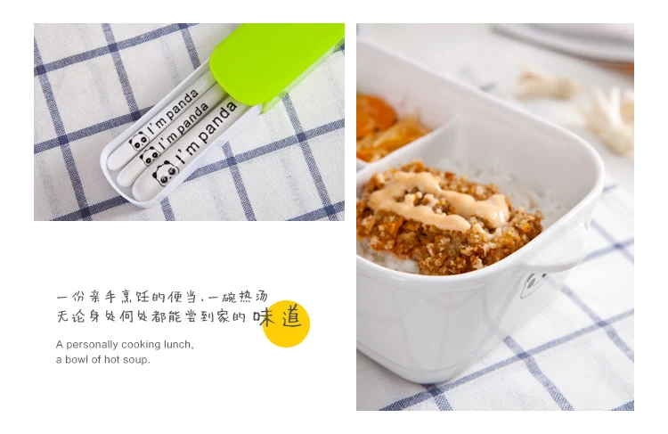 Kawaii Panda керамический Ланч-бокс с сумками Procelain Bento Ланчбокс с ложкой портативный контейнер для еды посуда Set-ZX0485