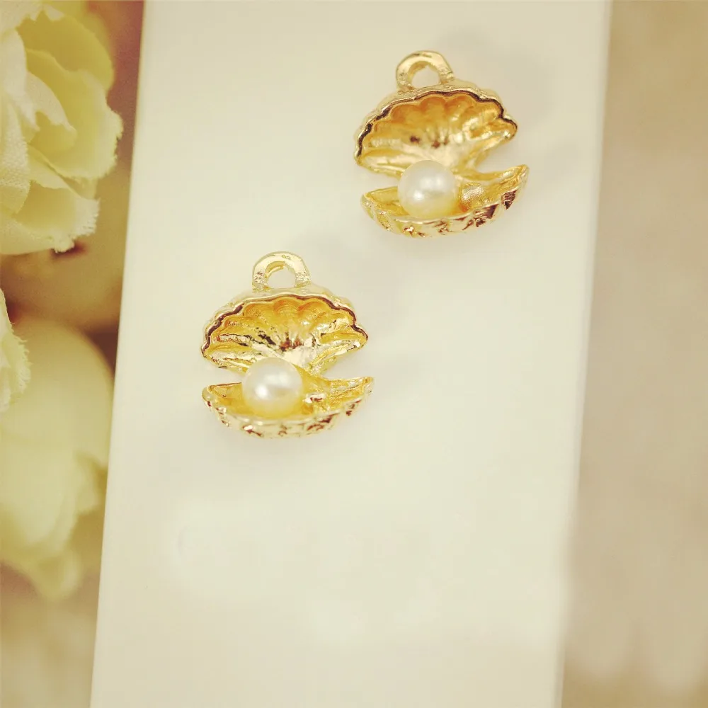 DIY european Fashion charm gifts Pearl shells metal charms for jewelry