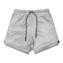 Новинка, летние мужские двухслойные шорты, быстросохнущие, для пробежек, тренировок, фитнеса, спортивные, спортивные, однослойные, камуфляжные, тренировочные шорты