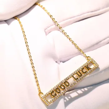 

2018 New Arrival Luxury Jewelry 925 Sterling Silver&Gold Fill Lucky Pendant Promise AAA Cubic Zirconia Chain Necklace For Women