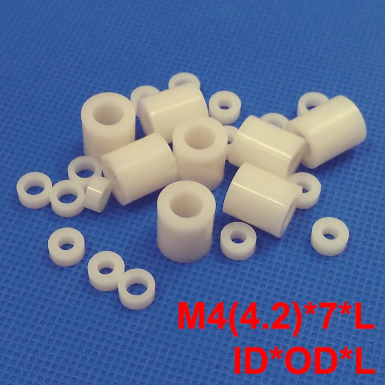 

500pcs M4 4.2*7*12 4.2x7x12 4.2*7*13 4.2x7x13 ID*OD*L ABS Plastic Nylon Round Column Tube Insulation Shim Washer Standoff Spacer