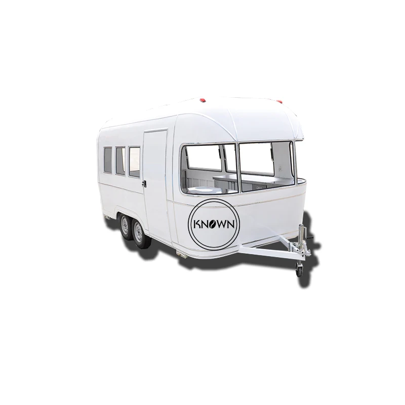 

White color mobile food trailer for vending soft ice cream machine for sale