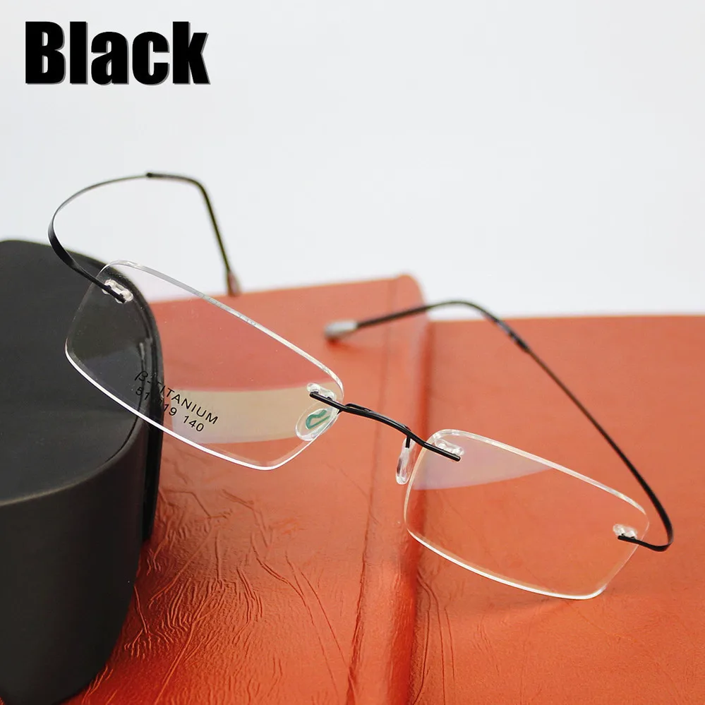 Брендовые бескаркасные очки без оправы, ультра-светильник, оправа для очков, очки для мужчин wo, мужские очки Oculos de grau Gafas - Цвет оправы: Черный
