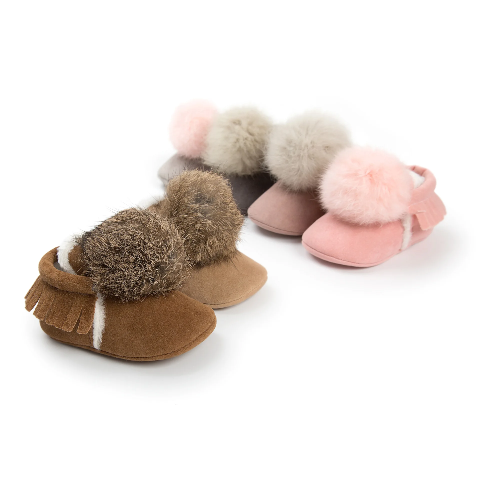 

2017New Winter Lovely Cute First Walkers Infant Baby Girl Keep Warm Shoes Toddler Pre-walkers Princess Hair Ball Crib Bebe Shoes