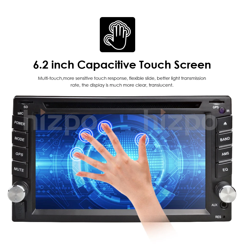 Top New! Universal 2Din In Dash Car DVD Player GPS Stereo Radio Touch screen BT USB Mirrorlink RDS 1024*600 SWC DTV Rear View Camera 6