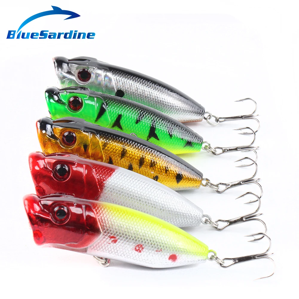 

BlueSardine 11G 7cm Popper Fishing Lure Topwater Hard Bait Plastic Lures Fishing Tackle 5Pcs/Lot Quality Free Shipping