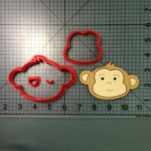 Сделанный на заказ 3D Печатный животный детский обезьянка помадка кекс Топ формочка для печенья набор - Цвет: face 2 inch