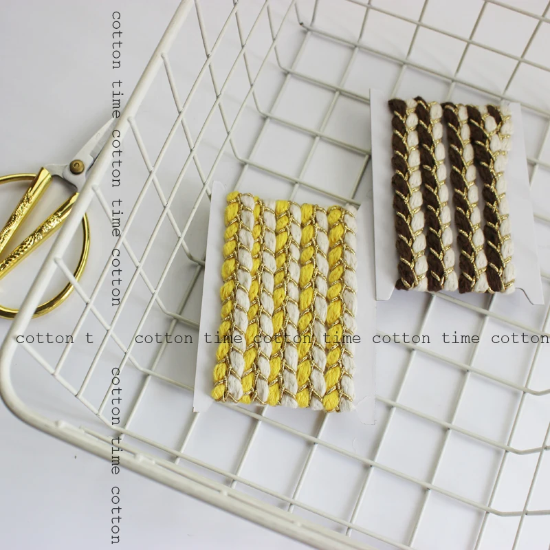 

6yards/lot Golden Braid Rope 1.5cm wide cotton mixed braided Tape Twisted Cotton Cords 15mm width Craft Decor Ropes