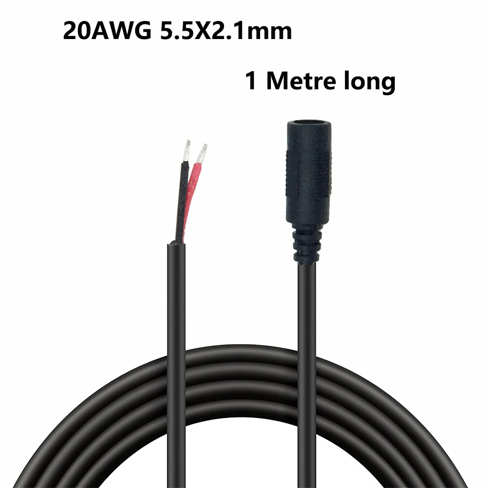 

1Pcs 20AWG 5.5 x 2.1mm DC Female jack adapter for LED Strip Light LED Connectors with Lock Buckle 100cm length cable