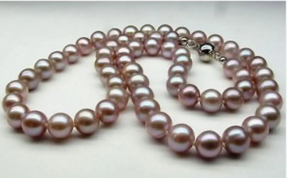 

AAA 10-11mm elegant round south sea lavender pearl necklace18inch 925s>>> women jewerly Free shipping