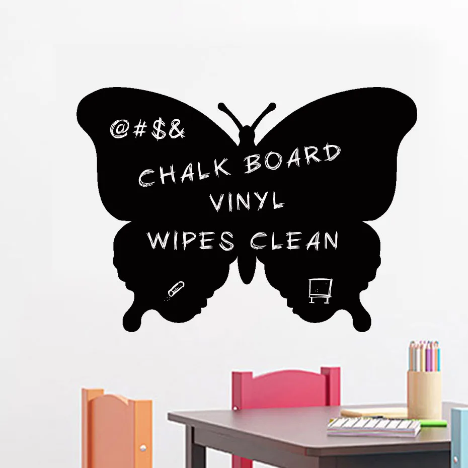 Butterfly Chalkboard Wall Art Decals Kitchen Wall Sticker For Kids Bedroom Removable Blackboard Waterproof Wallpaper Home Decor