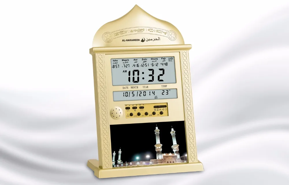 Мусульманские афаны молитвенные часы азань все молитвы полные азаны 1150 ГОРОДА супер азан часы 4004 - Цвет: gold