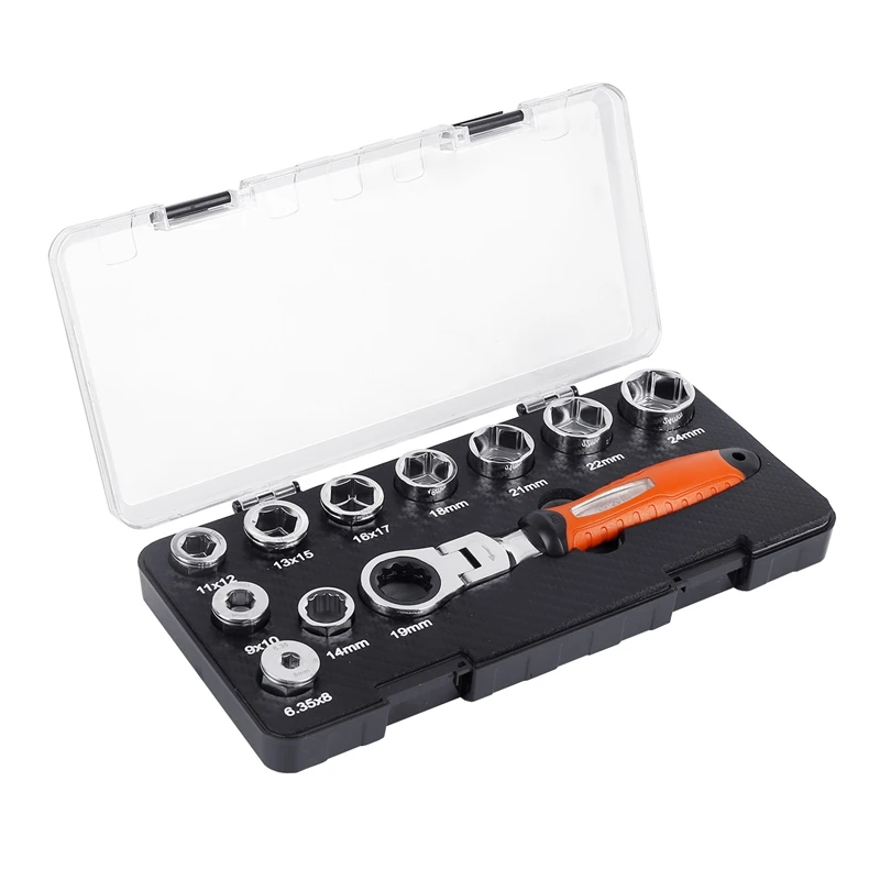 

Multi-function wrench Activity Ratchet Torque Wrench Set 6.35-24mm Socket Adapter Key Ratchet Spanner tool for car repair 16In1