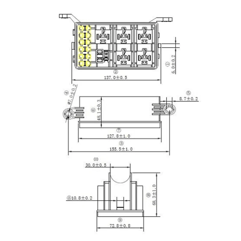 12-Slot Relay Box 6 Relays 6 ATC/ATO Fuses Holder Block+41pcs Metallic Pins for Truck SUV Car Bike Boat