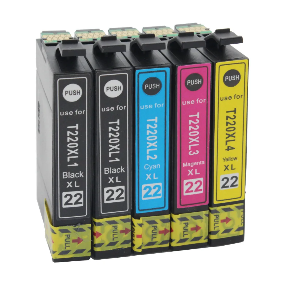 

5PCS 220XL Compatible Epson 220 XL Ink Cartridge for Epson WorkForce WF2630 WF2650 2660 XP320 XP420 XP424 WF-2760 Printers