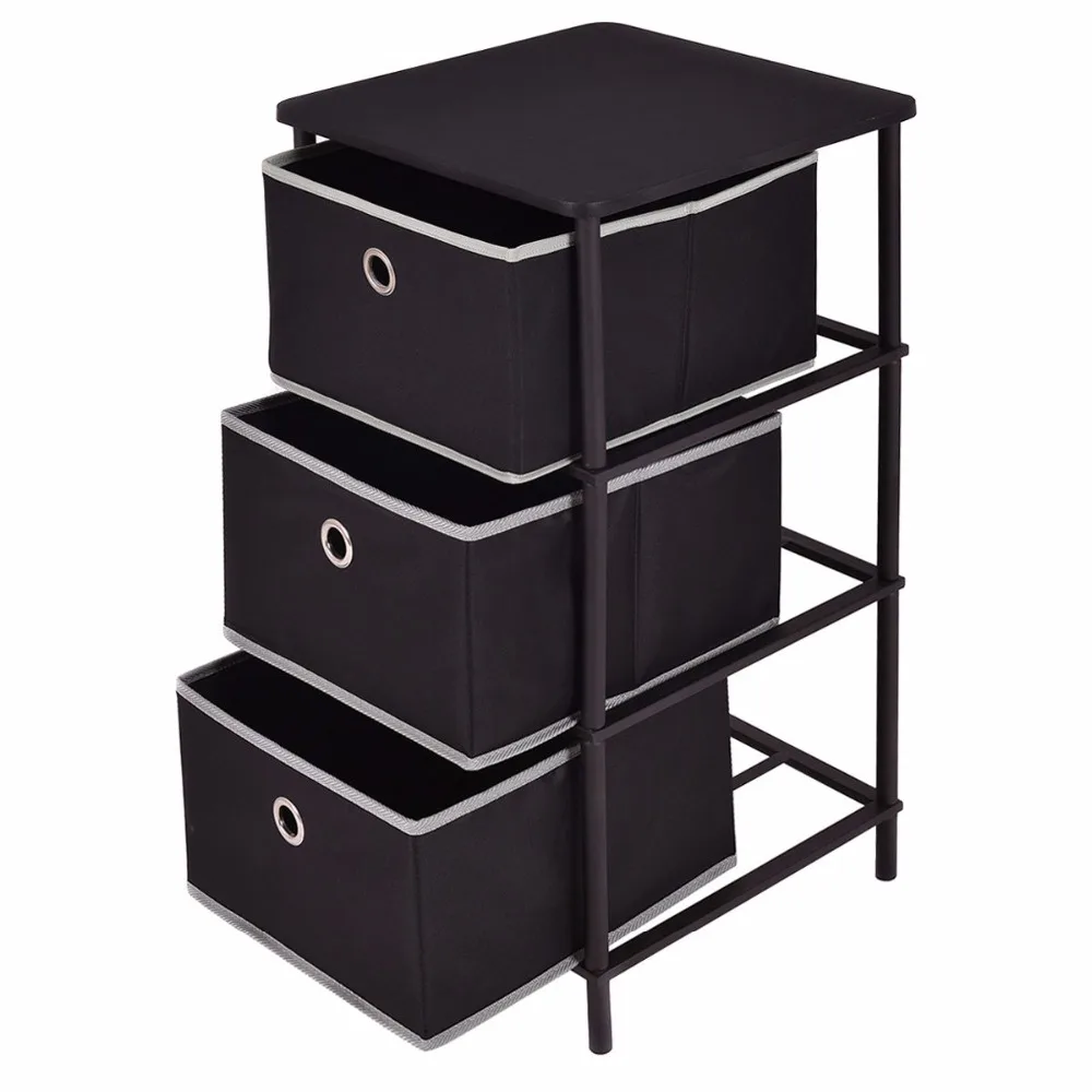 Golplus Bedroom Furniture Nightstands End Side Sofa Table Bin Home Office Storage Cabinets 3Tiers Modern Bedside Cabinet HW54188