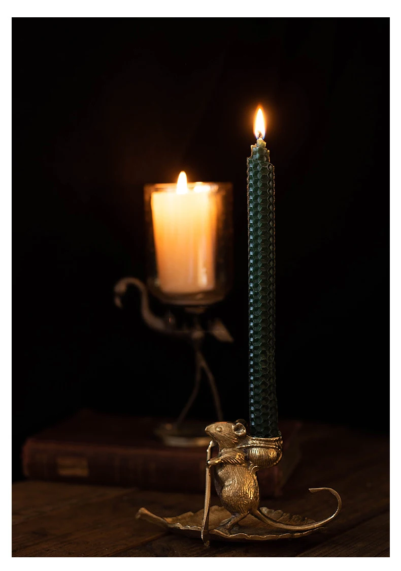 Американский латунный Ретро Ностальгический мышь гребная свеча подсвечник Домашнее настольное украшение церковный подсвечник