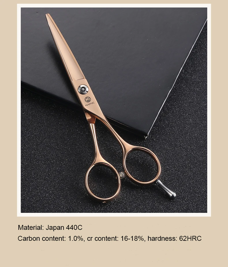 Tesouras de Corte de Cabelo de Aço Tesouras do Cabelo Kumiho Polegada Japão Inoxidável Tesoura Cor Ouro Rosa Logotipo Personalizado Disponível 5.5 440c 6 Kumiho 5.5 polegada japão 440c tesouras de