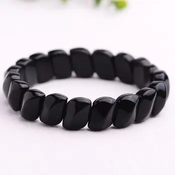 

Nature AAA Rainbow Obsidian Radiation-resistant Energy Black Needle Stone Bracelet Health Care Hair Loss Treat obsidian hand row