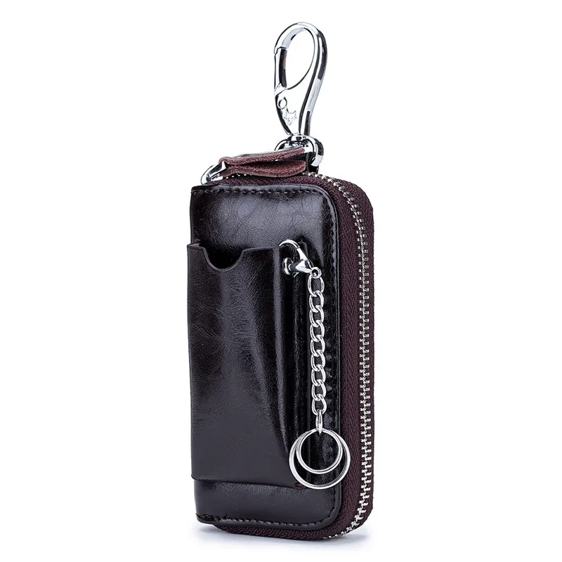 SOUTH GOOSE New Fashion Men Car Key Holders Genuine Leather Multifunction Zipper Home Key Case Housekeeper Women Key Coin Purse - Цвет: Coffee