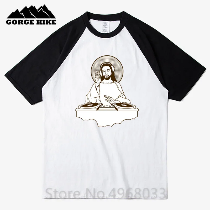 Harajuku футболка в японском стиле Hombre Jesus Loves House Music Мужская Футболка DJ Religion одежда