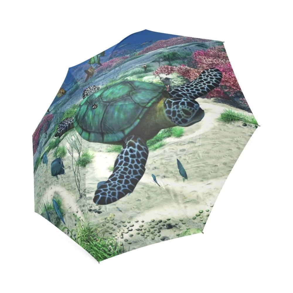 

Sea Turtle Custom Printing Foldable Sun Rain Travel Umbrella 100% Fabric Aluminium High-Quality Foldable Umbrella