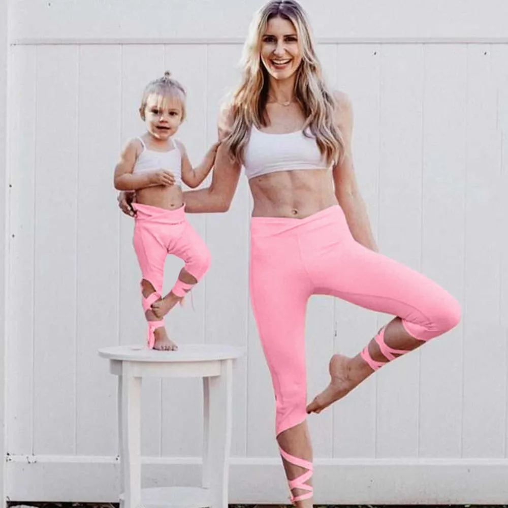 

Women Sports Tank Tops Vest+Pants Family Leggings Outfits Set Clothes Yoga Pants Women Sports Clothing Sport Leggings #ES