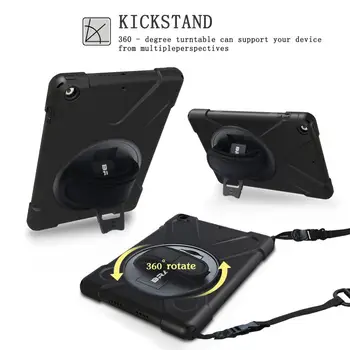 

Drop Proof Shockproof Protective Rugged Cover with Kickstand/Shoulder Strap/Hand Strap for iPad A1893/A1954/A1822/A1823