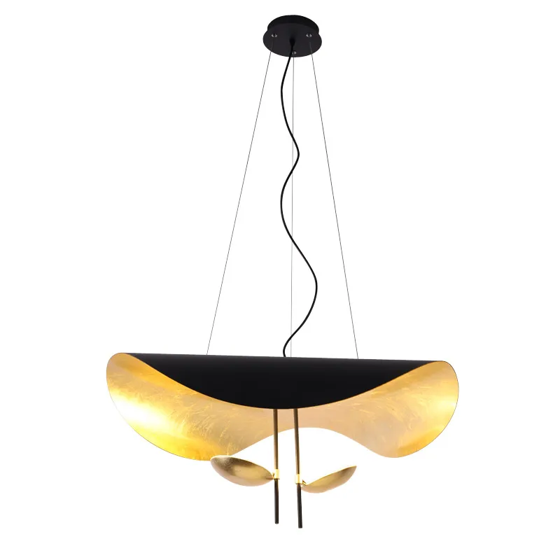  Modern LED Pendant Light Postmodern Dining Room Bedroom Fixture Retro Black Gold Texture Hanging La - 32980109591