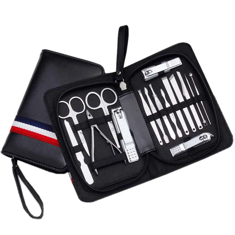 

20pc Nail Clipper Set Light Manicure Tools Nail Art Equipment with Leather Bag